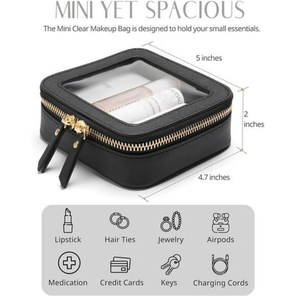 Popvibe Clear Makeup Bag Small Travel Cosmetic Case Zipper Toiletry Organizer - Picture 3 of 7